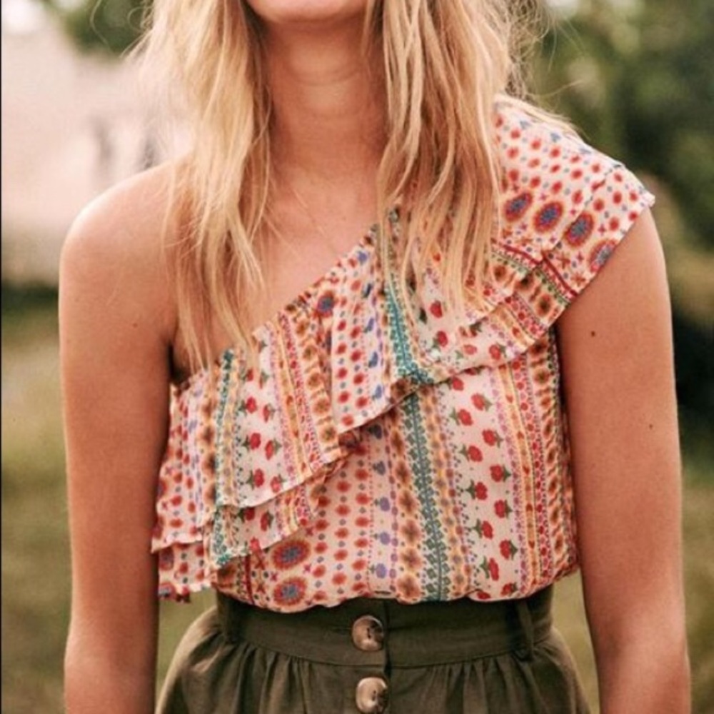 Sezane Adeline One Shoulder Top